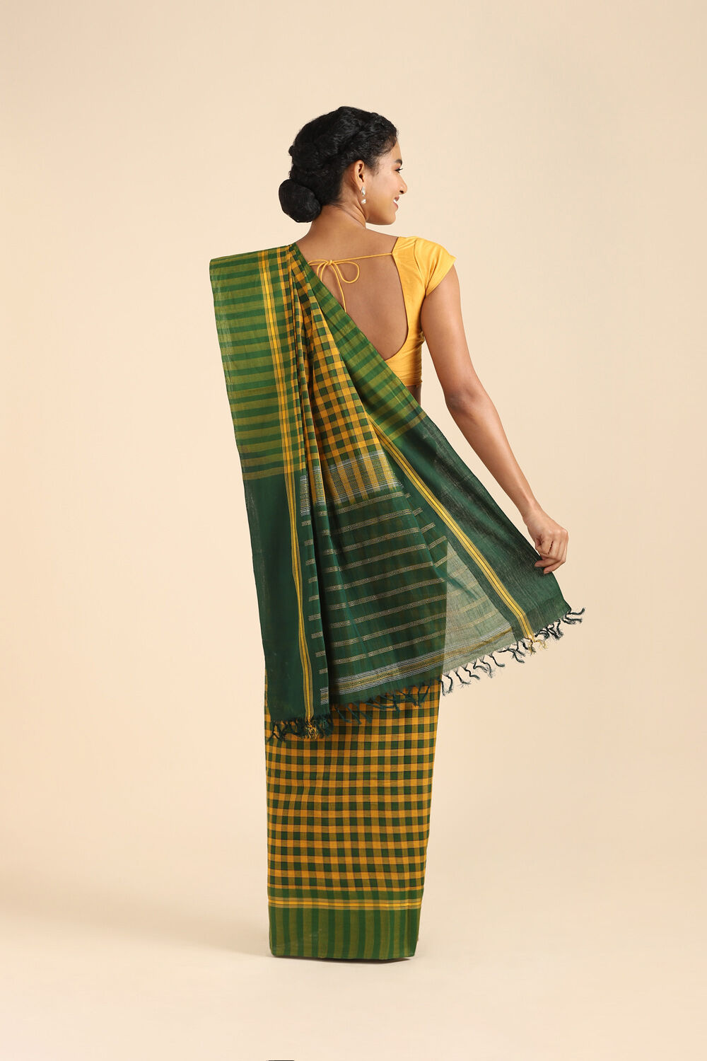 Green Pure Cotton South Saree image number null