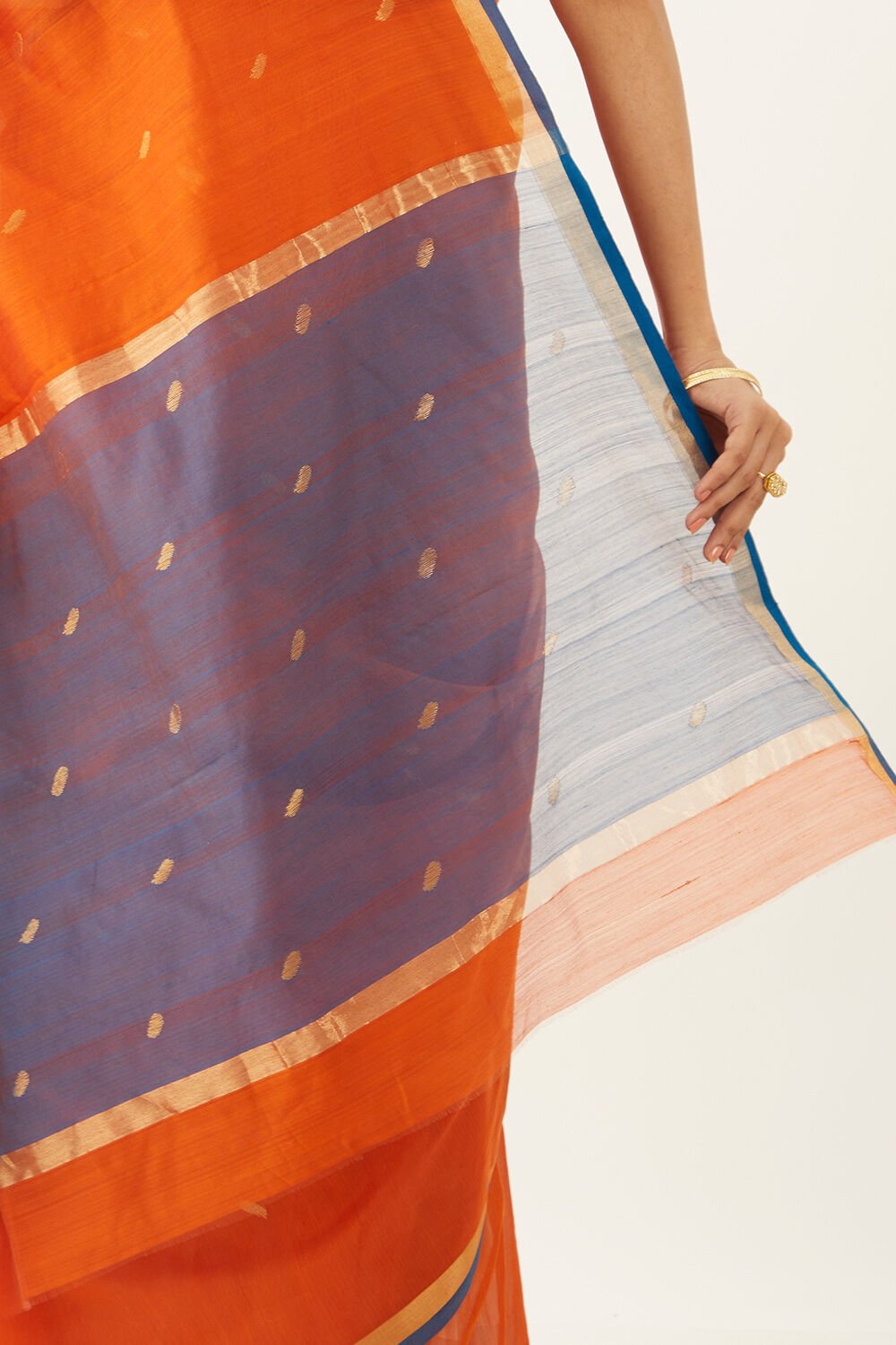Orange Pure Silk Cotton Woven Chanderi Saree image number null