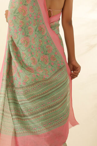 Light Green Pure Silk Cotton Printed Saree thumbnail image number null