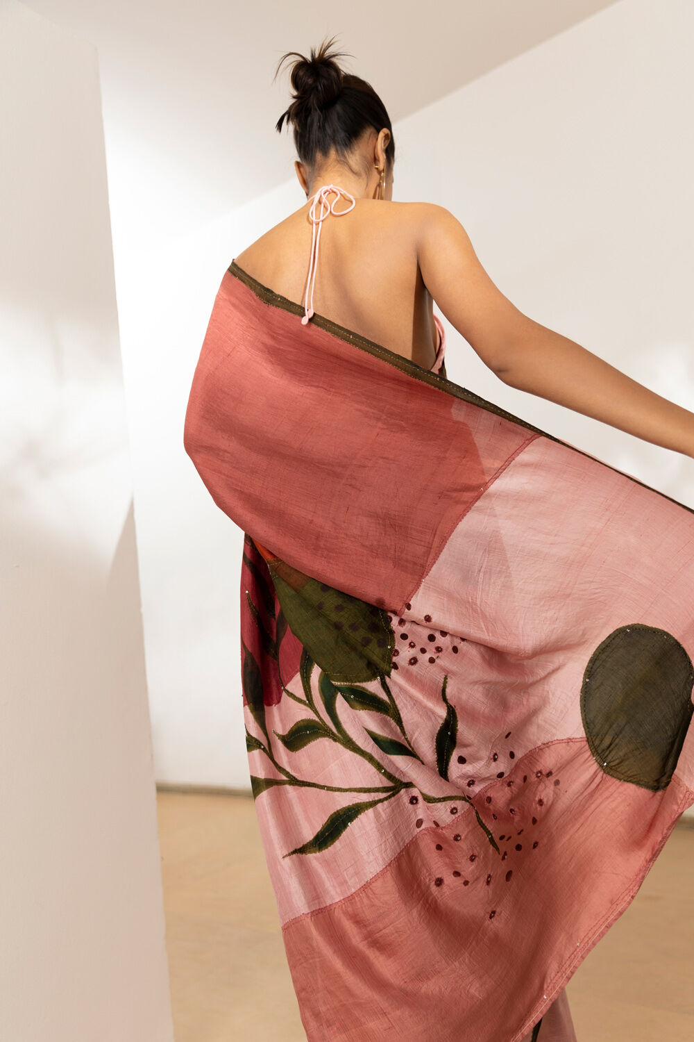 Light Pink Pure Silk Hand Painted Saree image number null