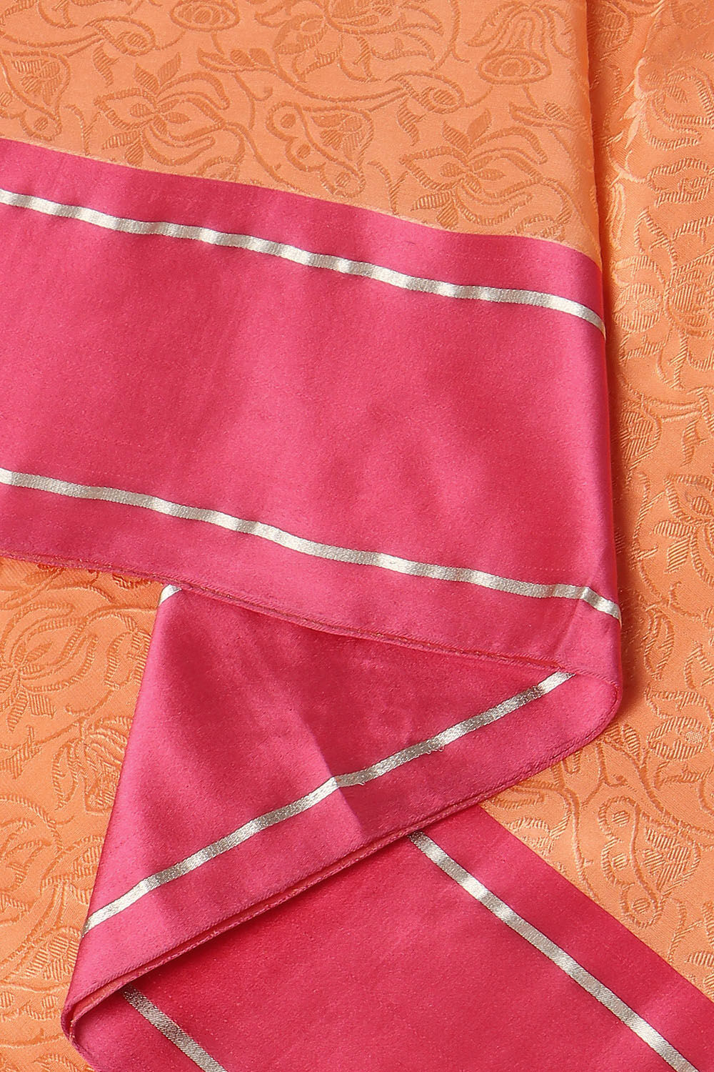 Light Orange Pure Silk Banarasi Tanchoi Saree image number null