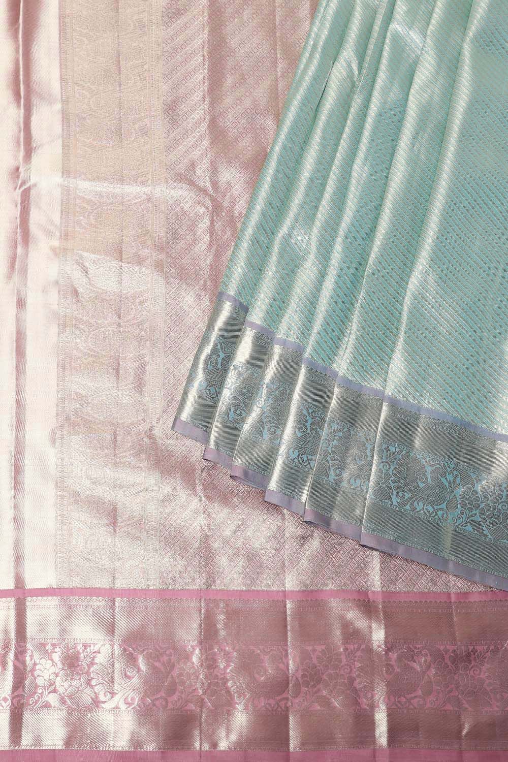 Light Blue Pure Silk Kanjivaram Saree image number null