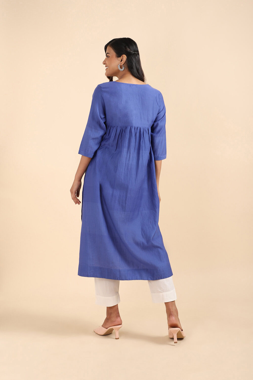 Blue Silk cotton Jamdani Kurta image number null