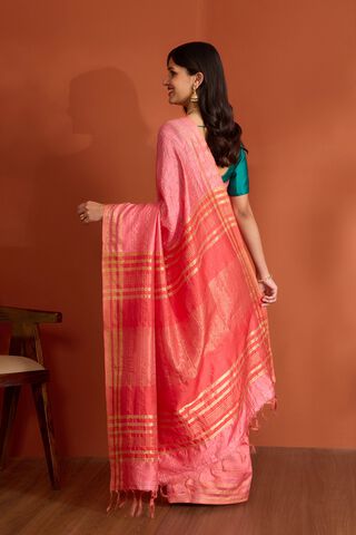 Pink Pure Tussar Silk Bhagalpur Woven Saree thumbnail image number null