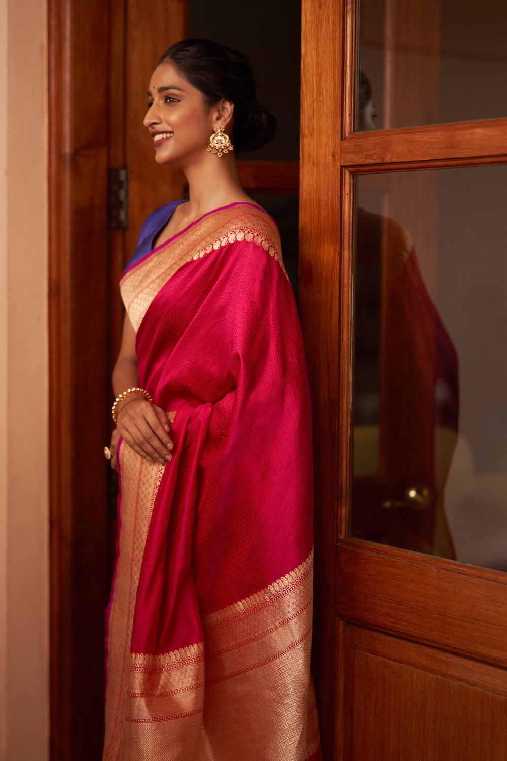 Red Pure Silk Banarasi Tanchoi Saree image number null