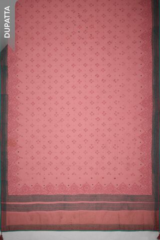 Pink Block Printed Pure Silk Cotton Unstitched Suit Set thumbnail image number null