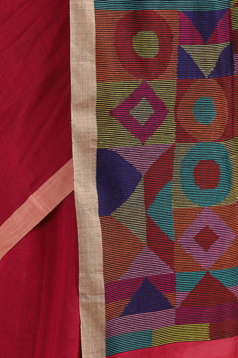 Pink Pure Silk Cotton Jamdani Saree image number null