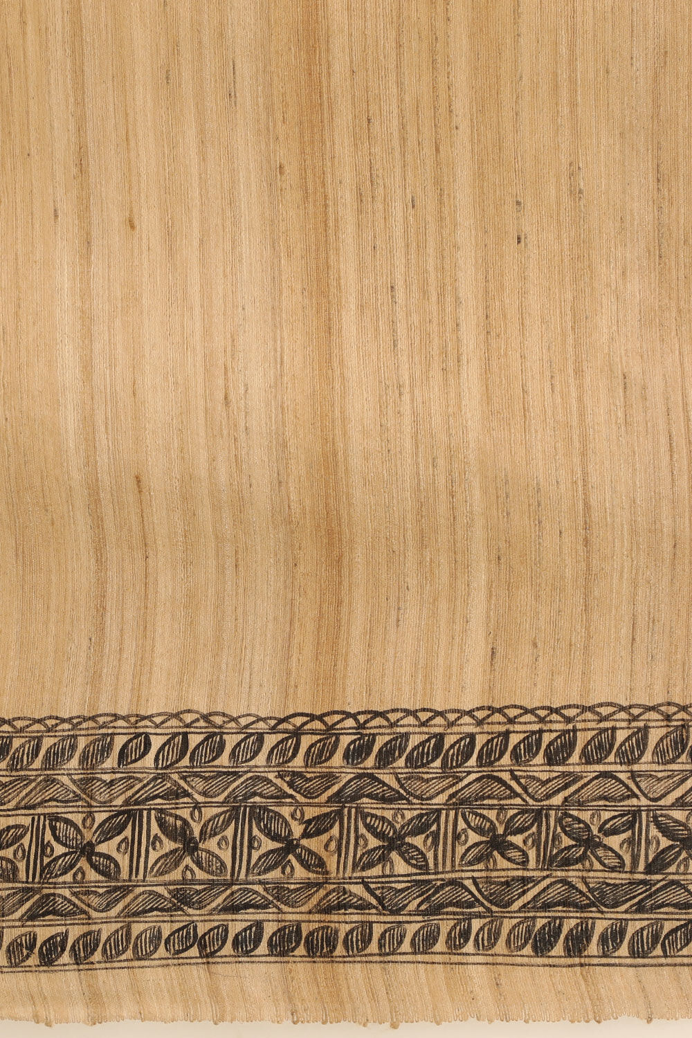 Beige Pure Silk Tussar Hand Painted Madhubani Saree image number null