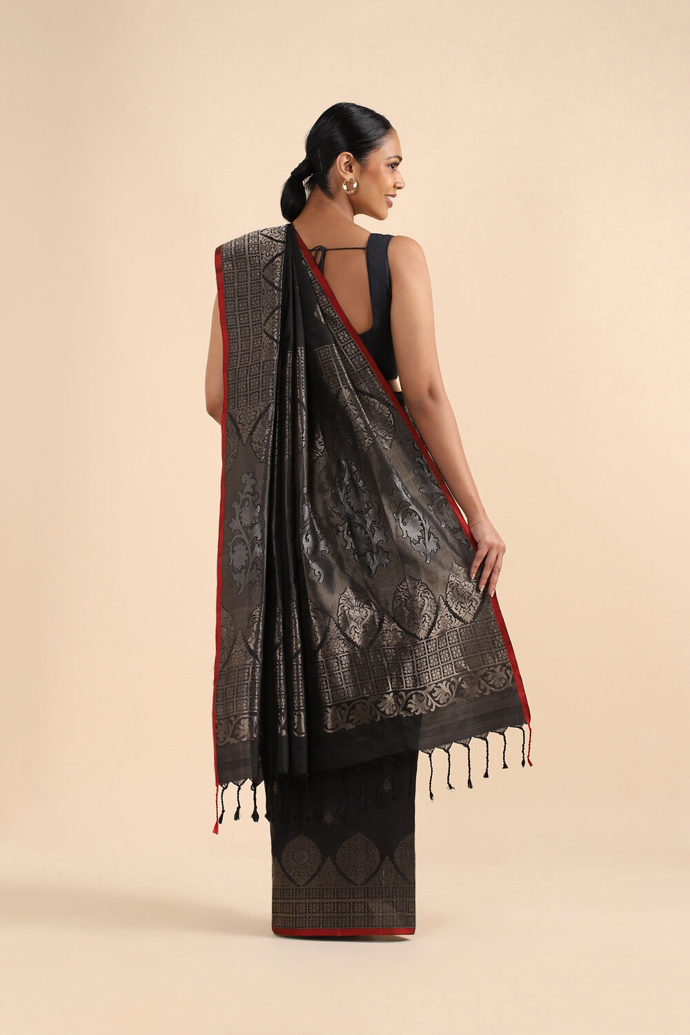 Black Pure Soft Silk Saree image number null