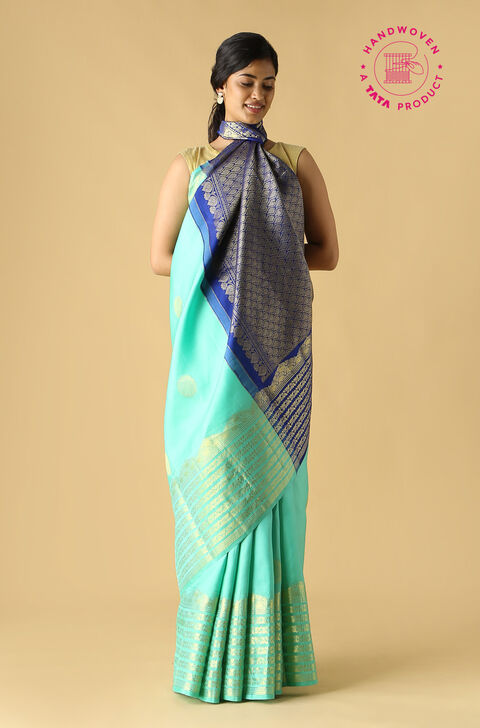 Light Green Pure Silk Kanjivaram Saree