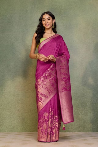 Pink Woven Pure Viscose Saree thumbnail image number null