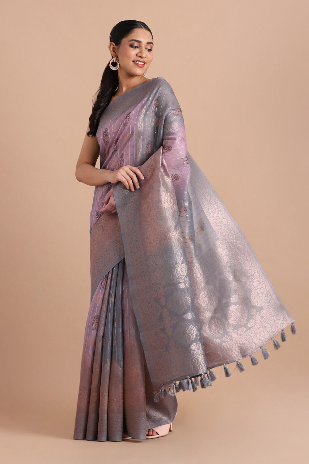Pink Pure Embroidered Saree image number null