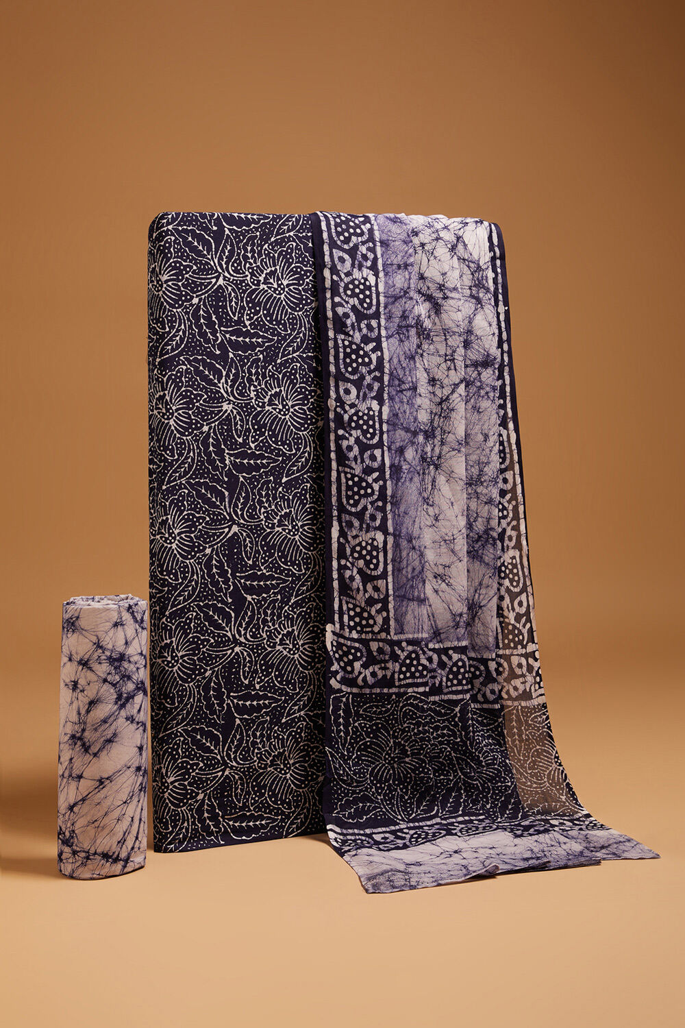 Blue Batik Pure Cotton Unstitched Suit Set image number null