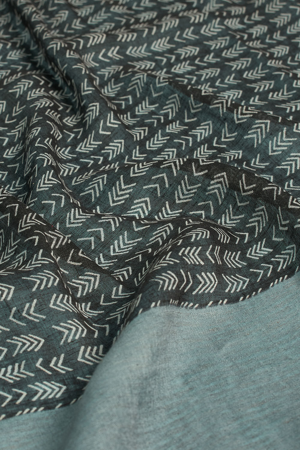 Black Screen Printed Pure Linen Saree image number null