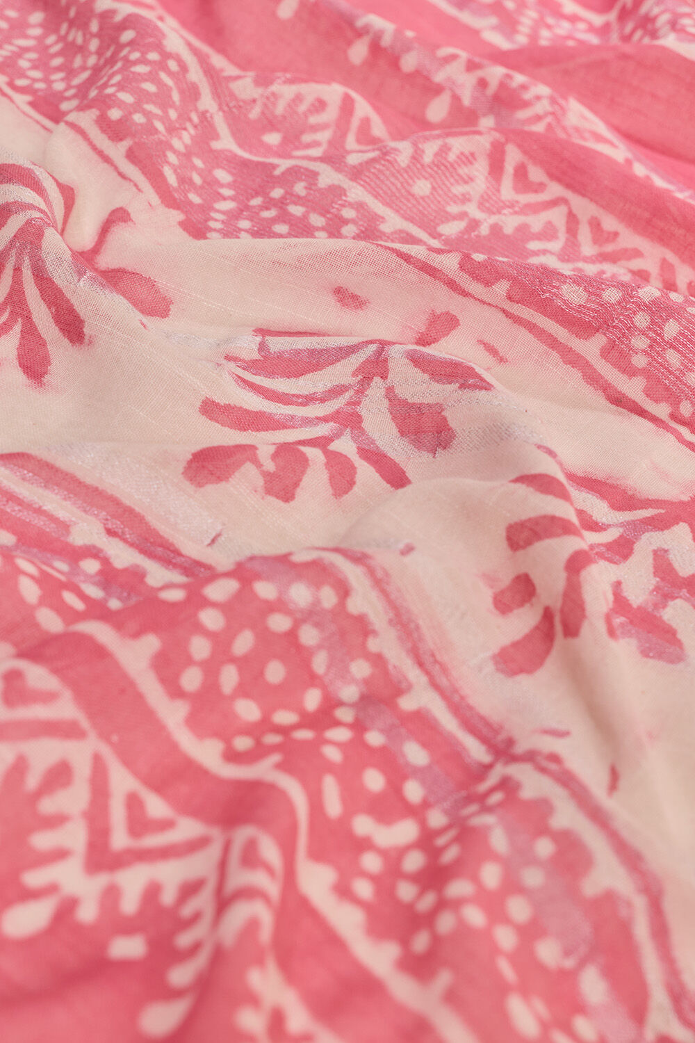 Pink Bagru Viscose Cotton Dabu Block Printed Saree image number null