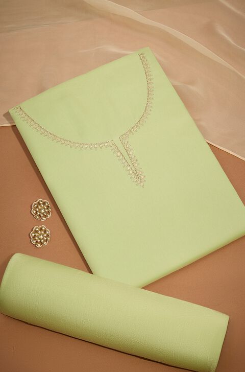 Light Green Viscose Embroidered Unstitched Suit Set