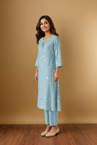 Light Blue Screen Printed Pure Viscose Kurta Set thumbnail image number null