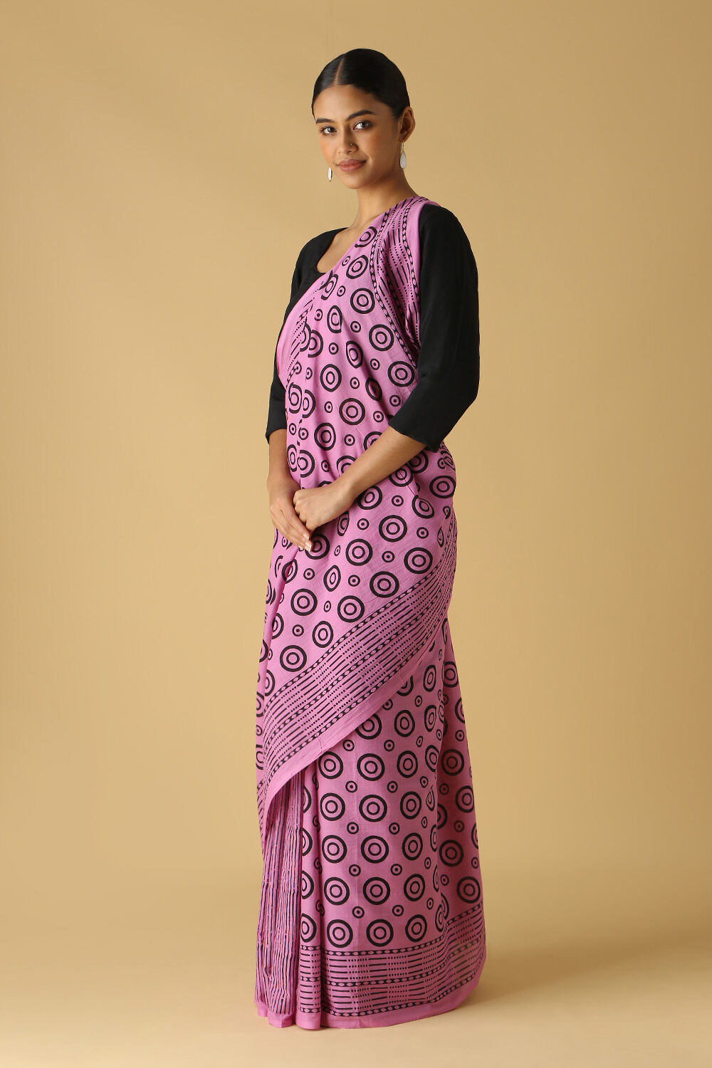 Light Pink Cotton Printed Saree image number null