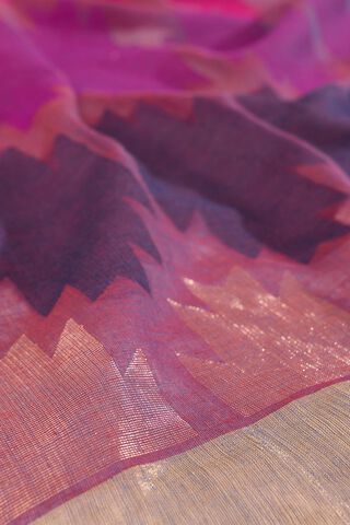 Purple Woven Pure Cotton Bengal Saree thumbnail image number null