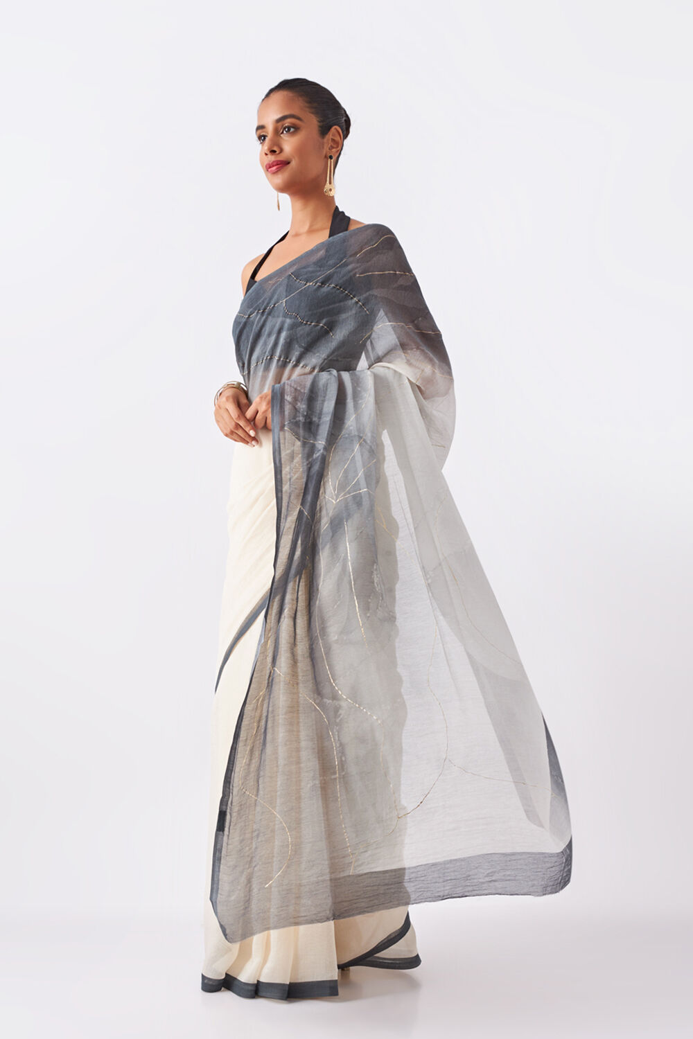 Black Pure Silk Cotton Digital Printed Saree image number null