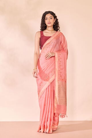 Light Orange Silk Viscose Embroidered Saree thumbnail image number null