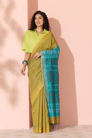 Green Woven Silk Viscose Bhagalpur Saree thumbnail image number null