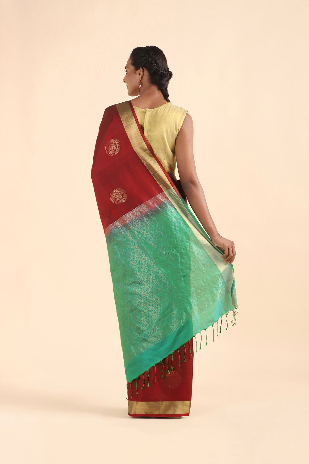 Dark Red Pure Soft Silk Saree image number null