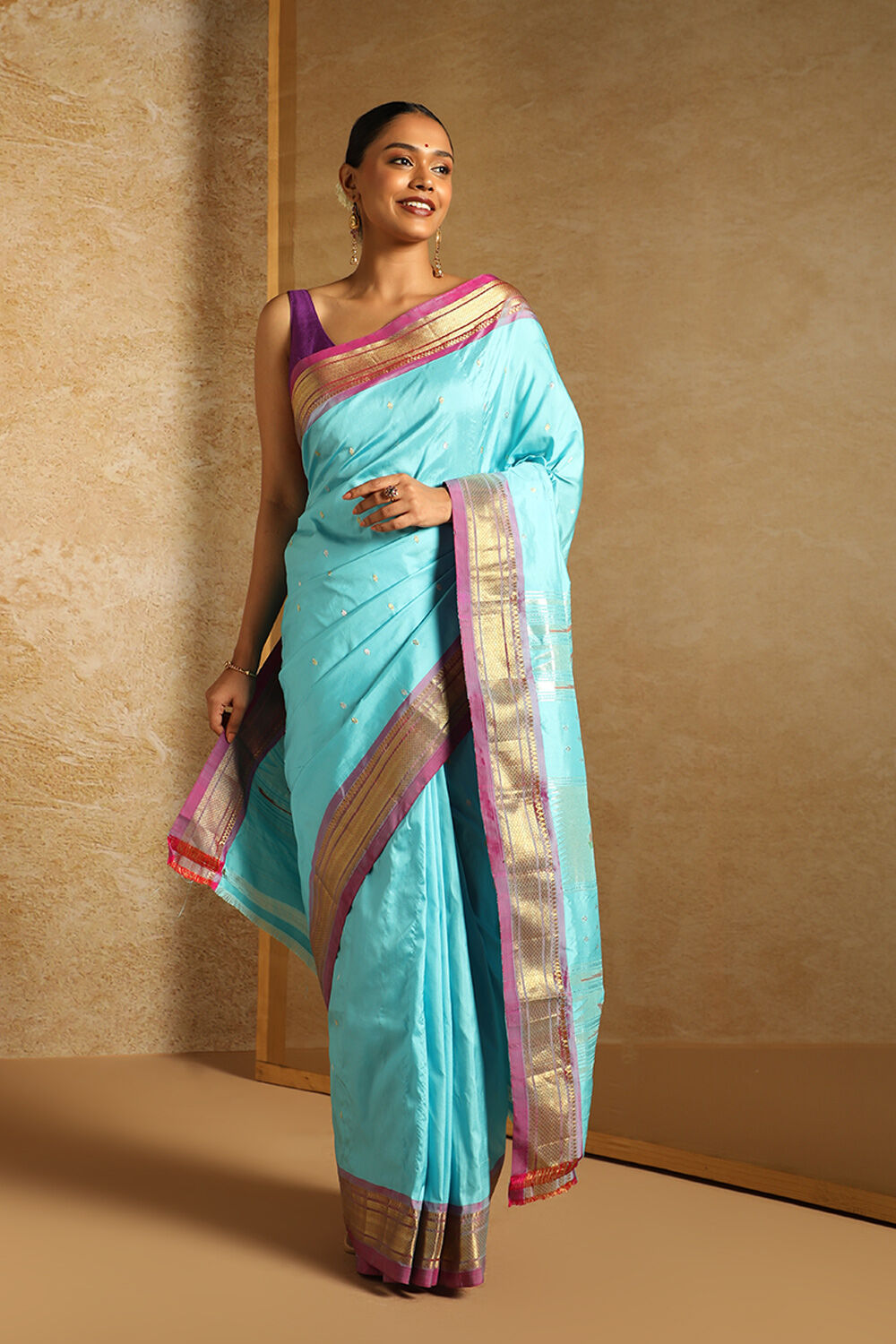 Blue Pure Silk Paithani Saree image number null