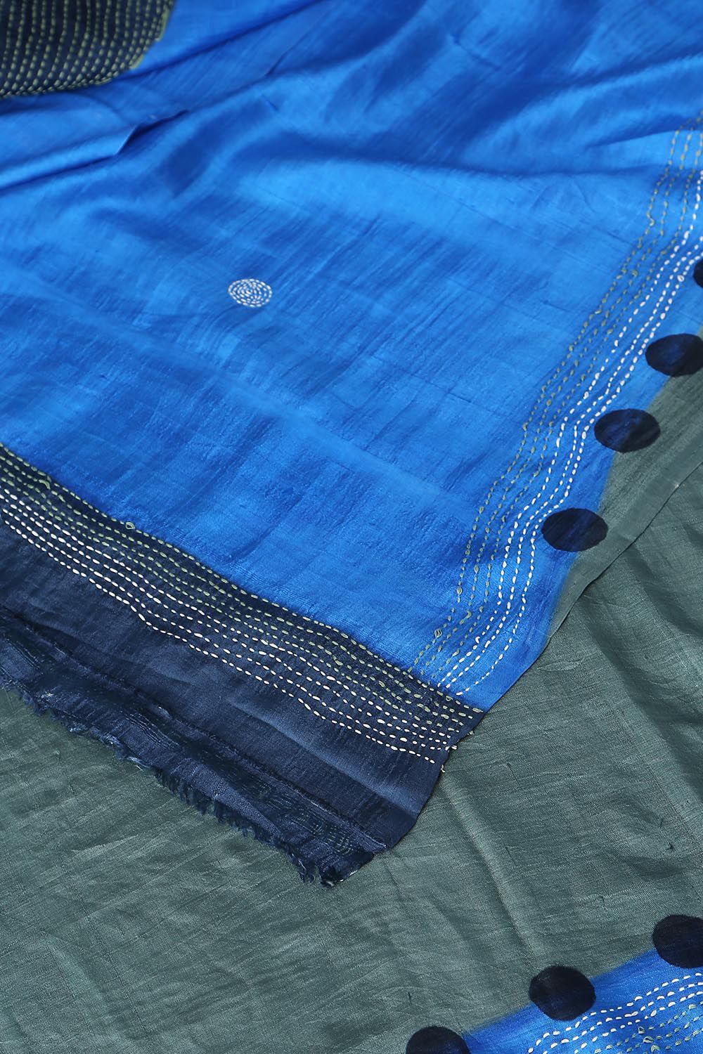 Blue Pure Silk Batik Saree image number null