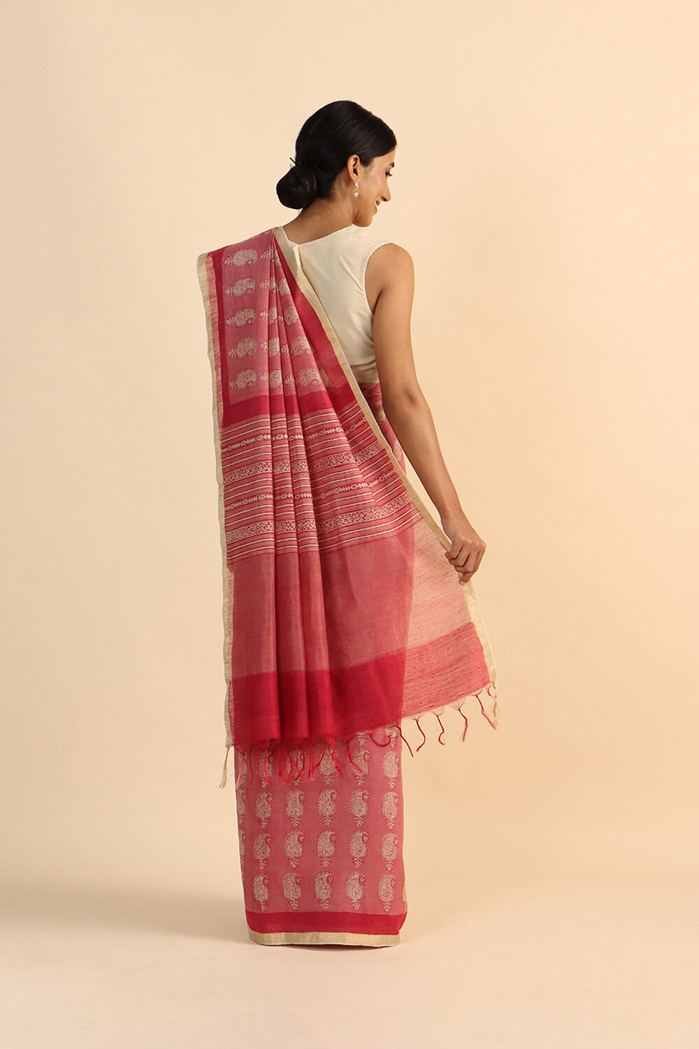 Light Pink Pure Tussar Vanya Printed Saree image number null