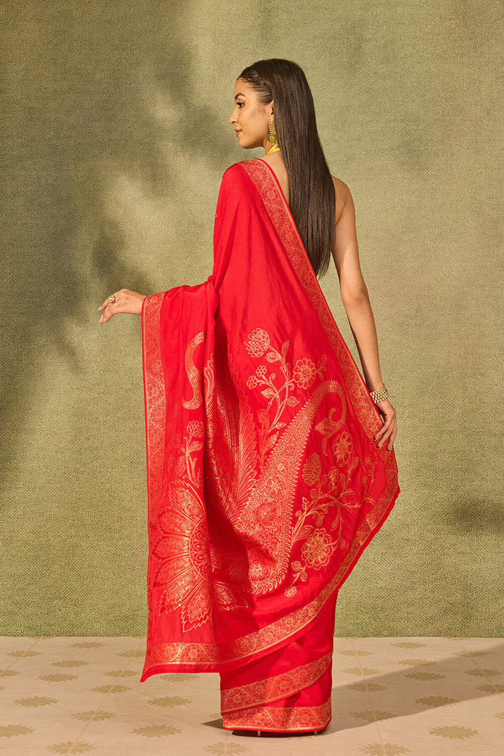 Red Woven Pure Viscose Saree image number null
