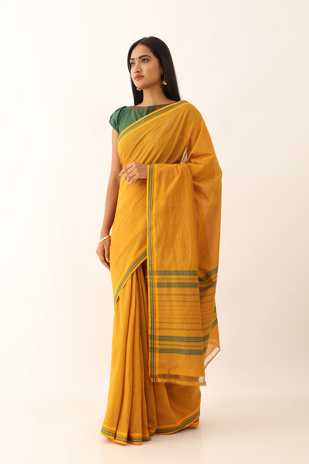 Yellow Pure Cotton Woven Mangalgiri Saree image number null