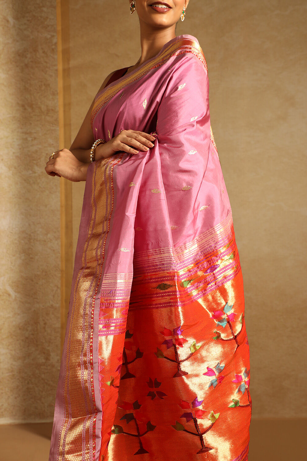 Pink Pure Silk Paithani Saree image number null