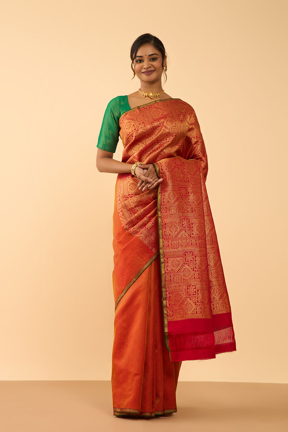 Red Pure Silk Woven Kanjivaram Saree image number null