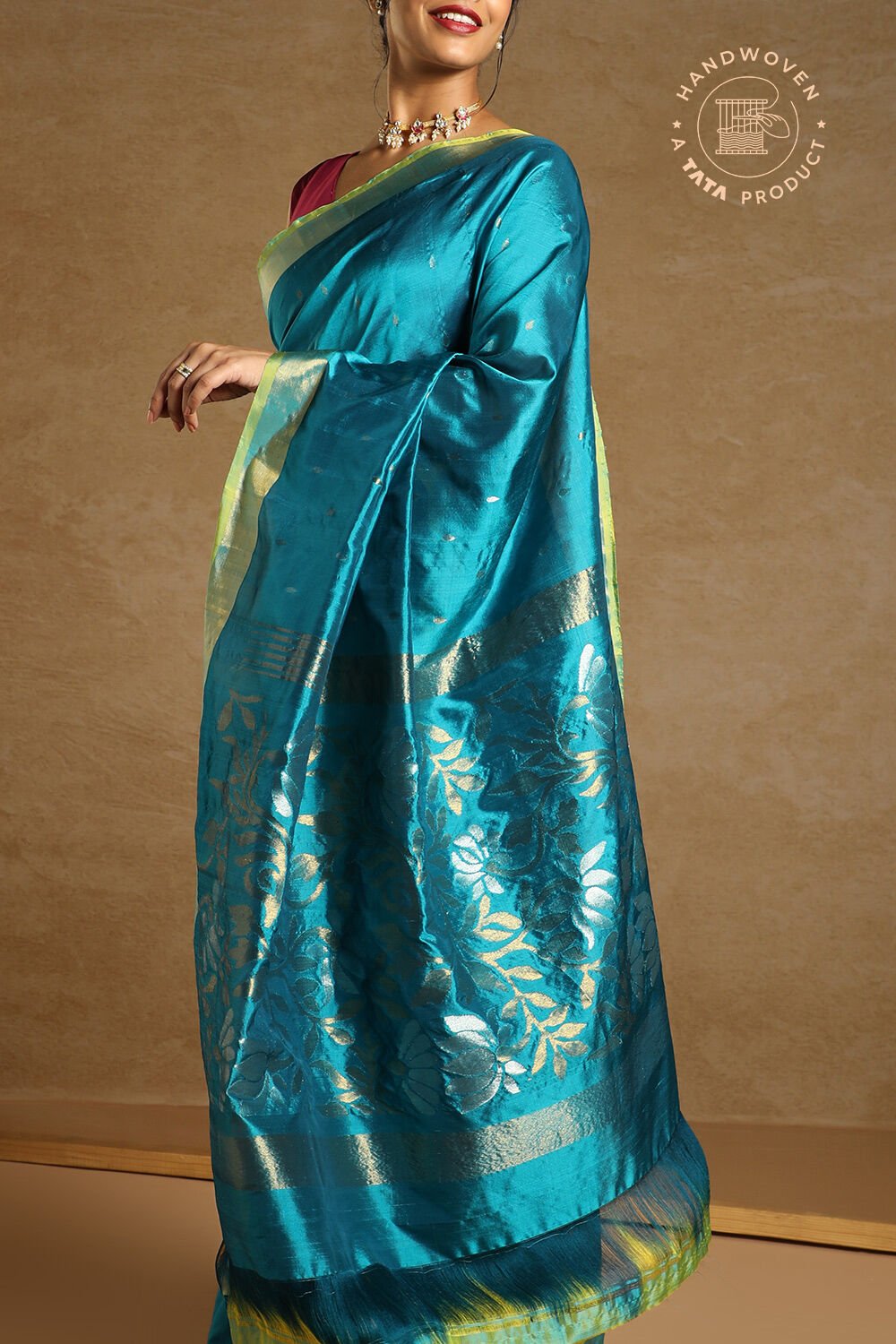 Blue Pure Silk Uppada Jamdani Saree image number null