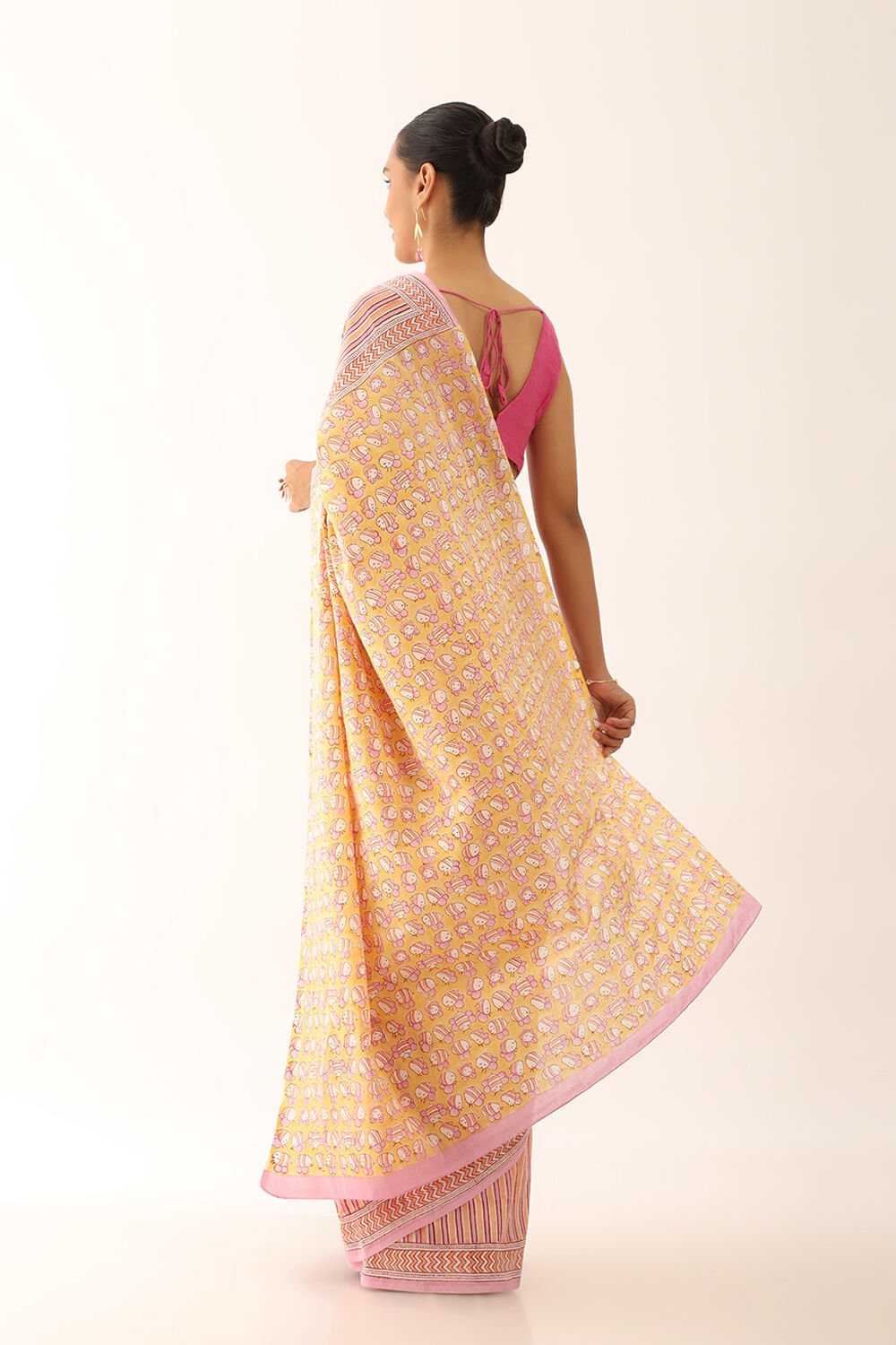 Light Orange Craft Pure Cotton Block Printed Saree image number null