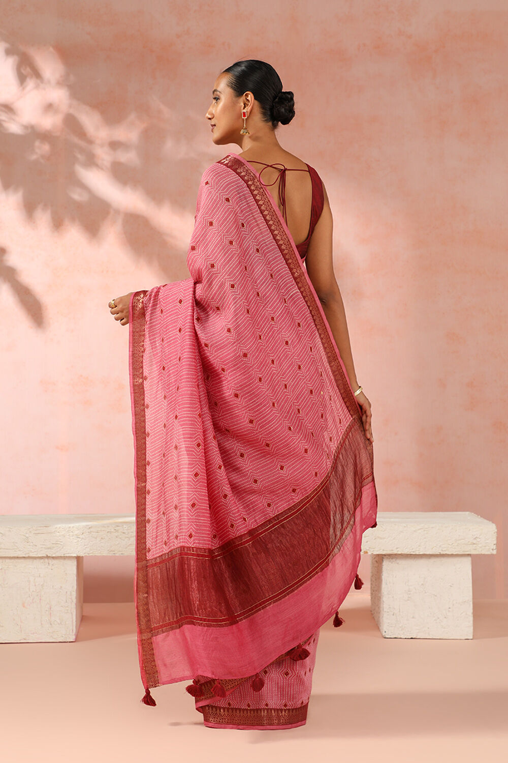 Pink Contemporary Pure Tussar Silk Digital Printed Saree image number null