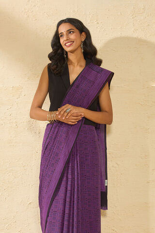 Purple Bagh Block Printed Pure Cotton Saree thumbnail image number null