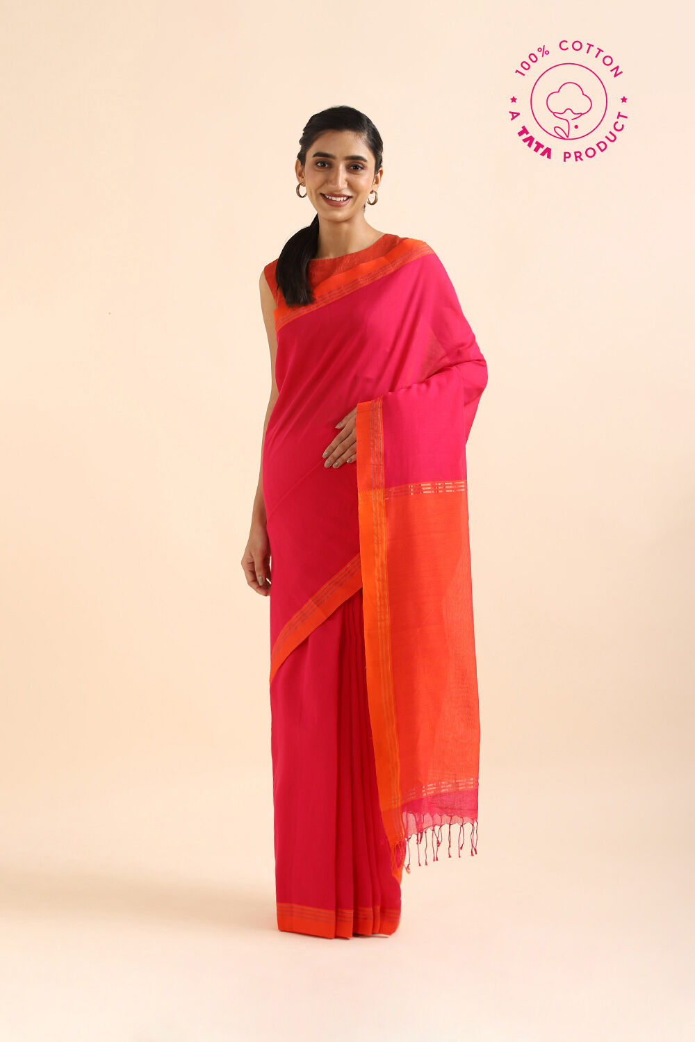 Pink Pure Cotton Bengal Saree image number null