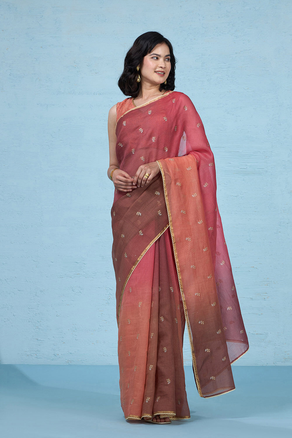 Pink Pure Silk Cotton Embroidered Saree image number null