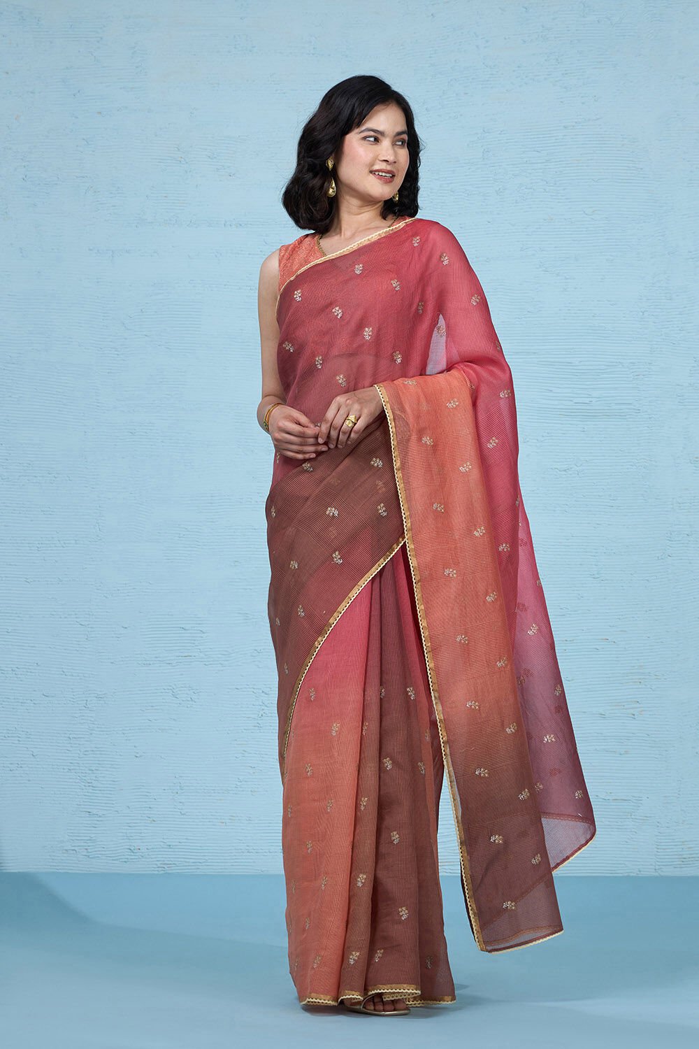 Pink Pure Silk Cotton Embroidered Saree image number null