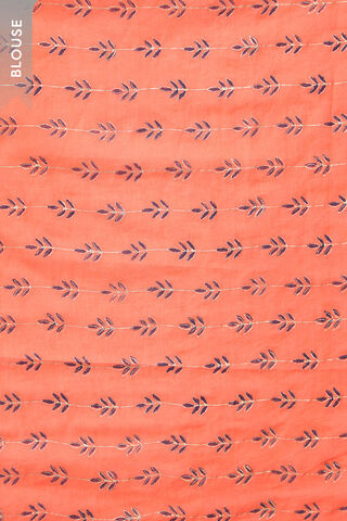 Orange Pure Cotton Mulmul Block Printed Bengal Saree thumbnail image number null