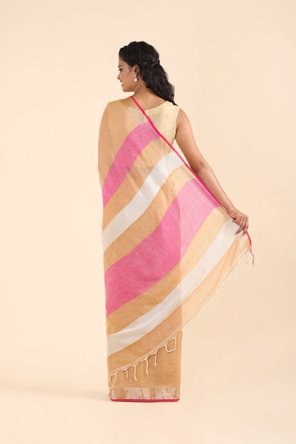 Beige Pure Cotton Bengal Saree image number null