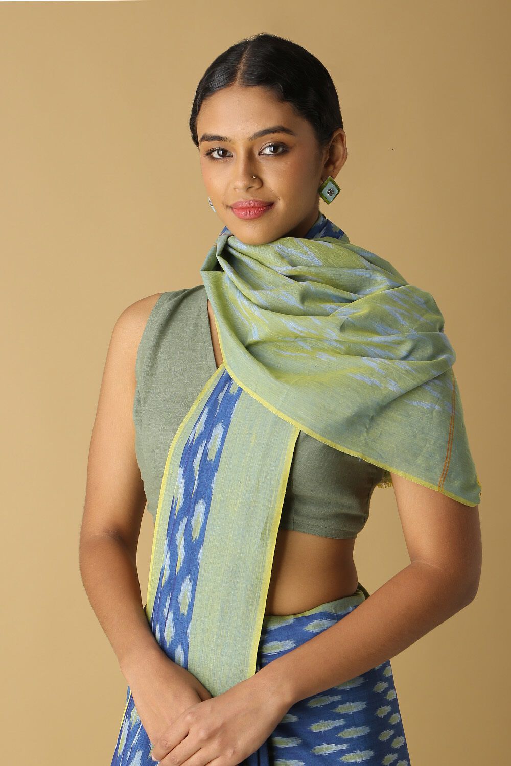 Dark Pure Blue Cotton Pochampalli Ikat image number null