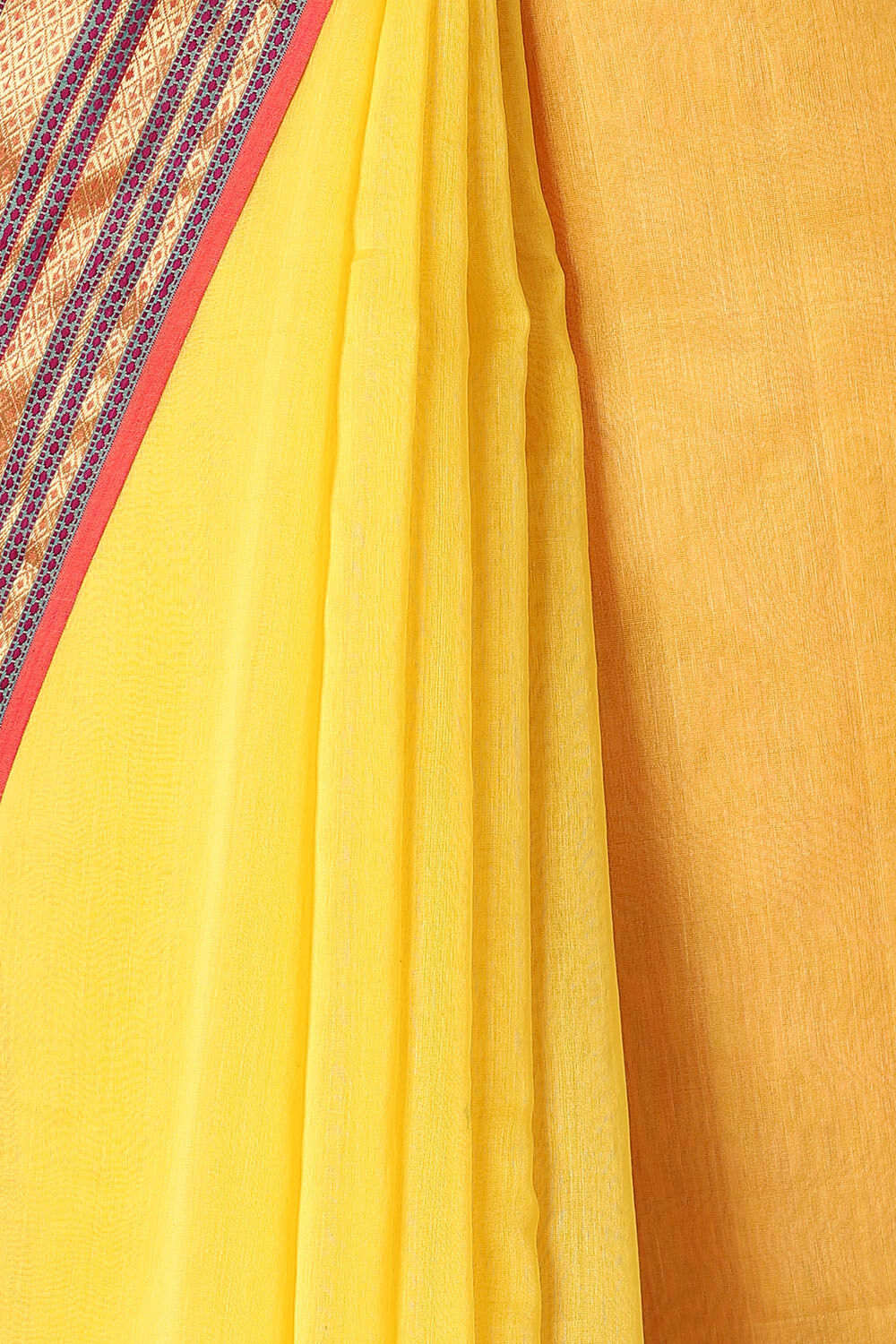 Yellow Pure Silk Cotton Maheswari Saree image number null