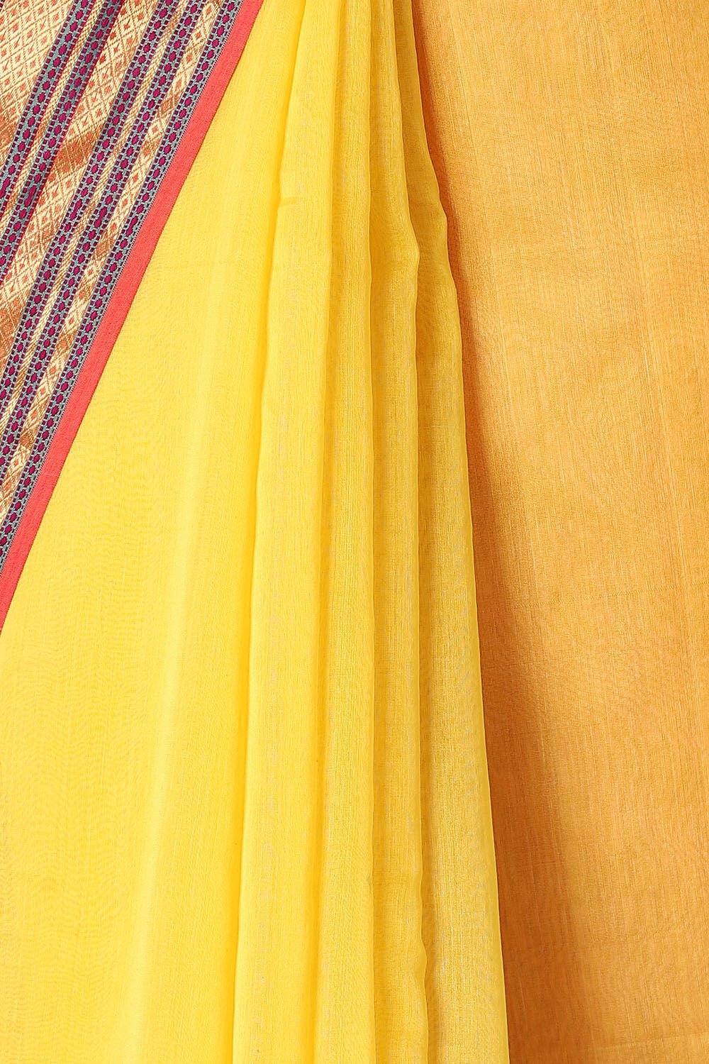 Yellow Pure Silk Cotton Maheswari Saree image number null