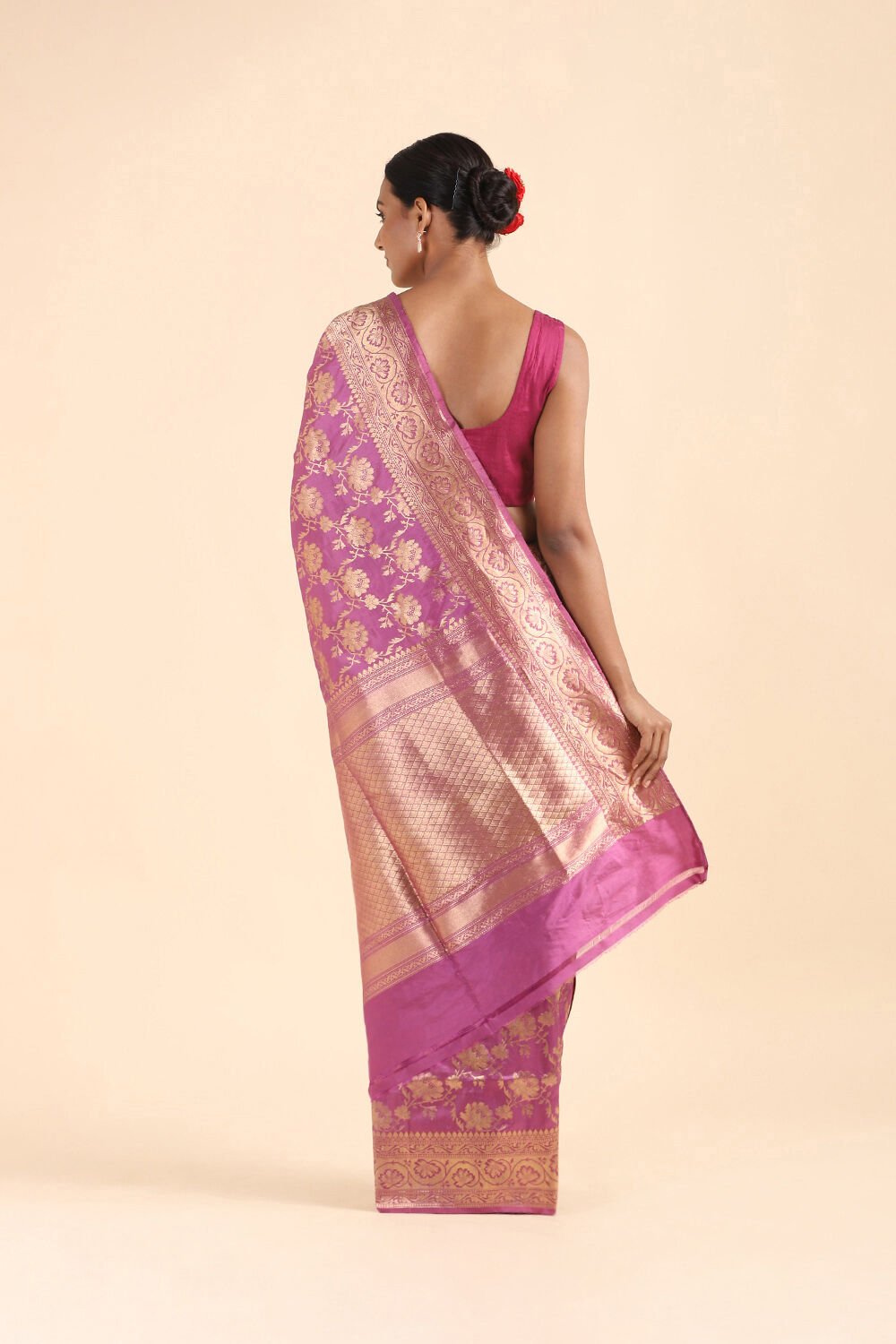 Purple Pure Silk Banarasi Saree image number null