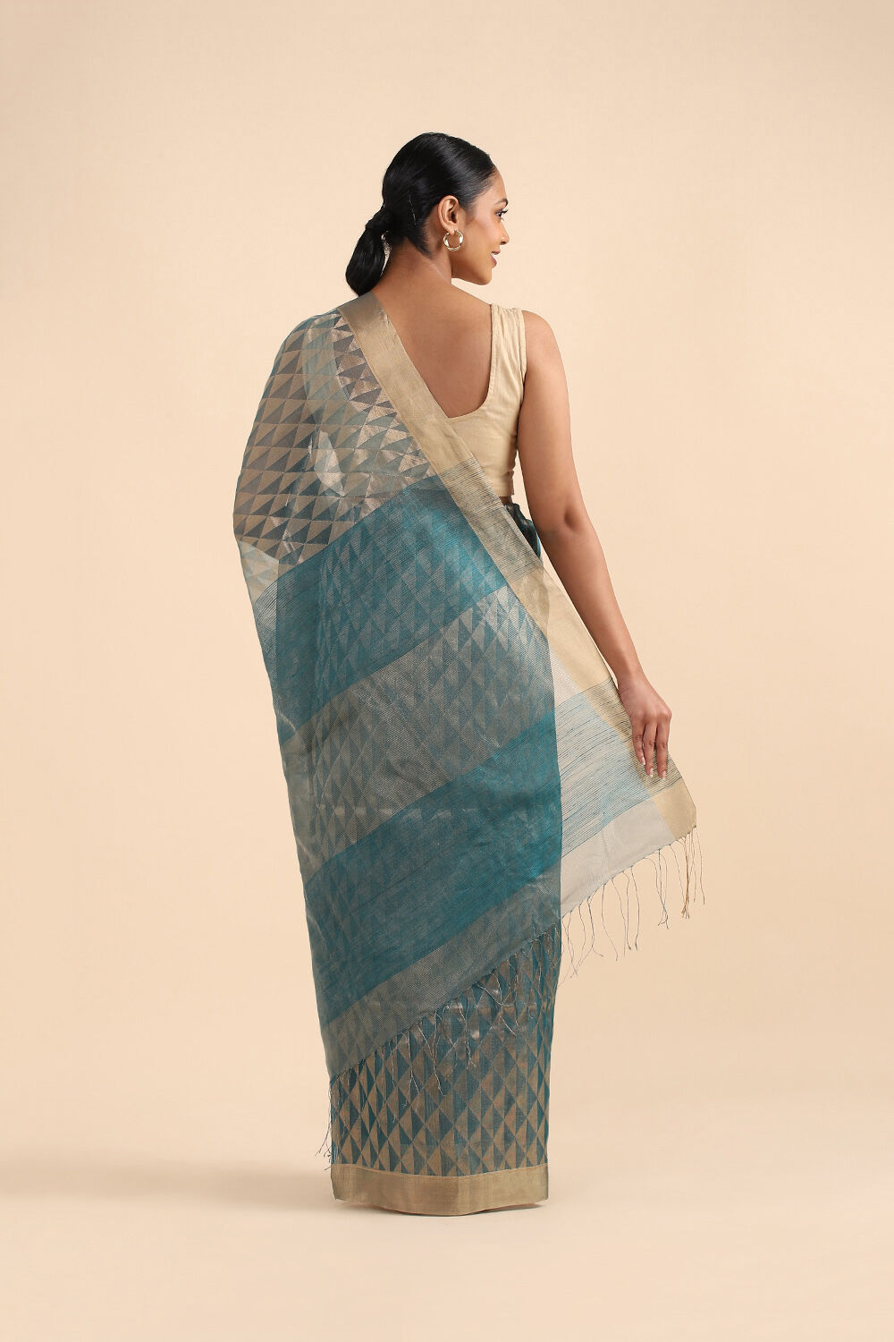 Light Blue Pure Silk Vanya Bengal Saree image number null