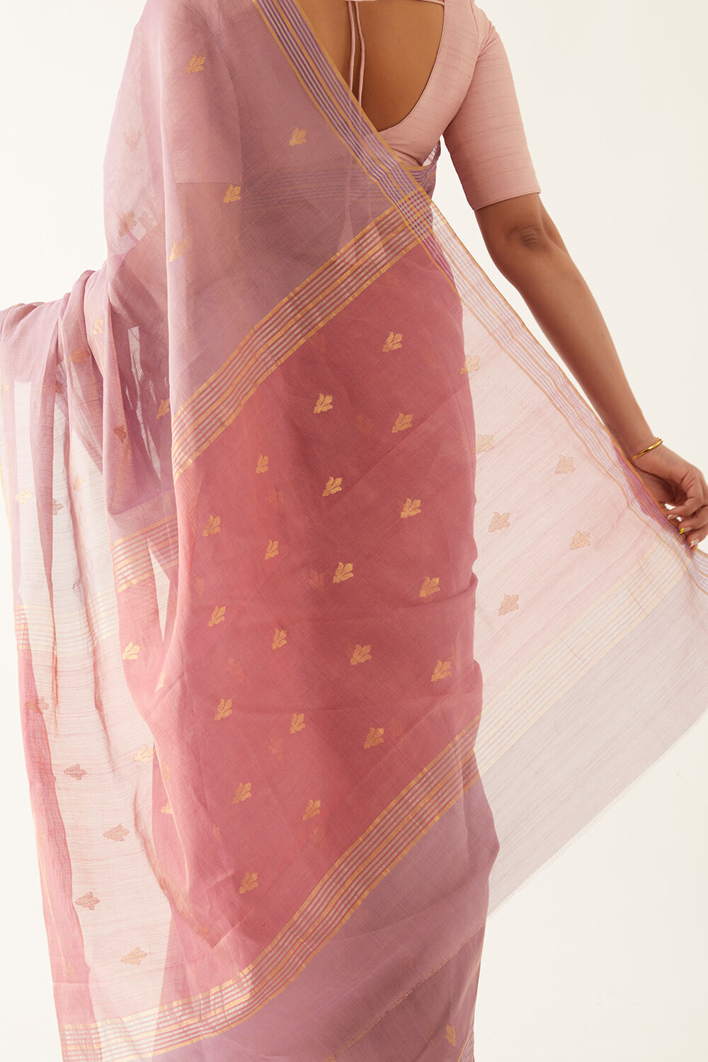 Purple Pure Cotton Tissue Chanderi Saree image number null
