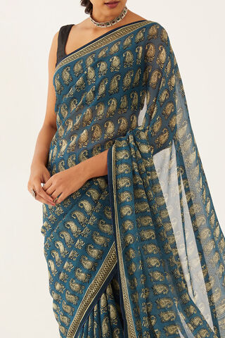 Grey Viscose Georgette Digital Printed  Saree thumbnail image number null